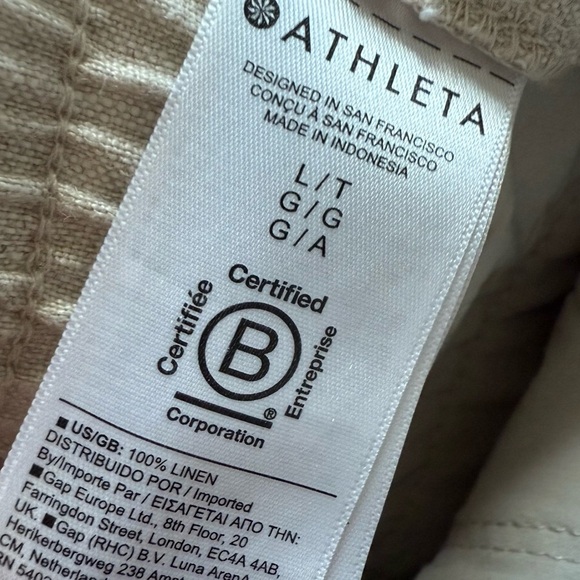 Athleta Retreat Linen High Rise Wide Leg Pant Undyed Oatmeal Casual Women’s L T - Picture 13 of 14